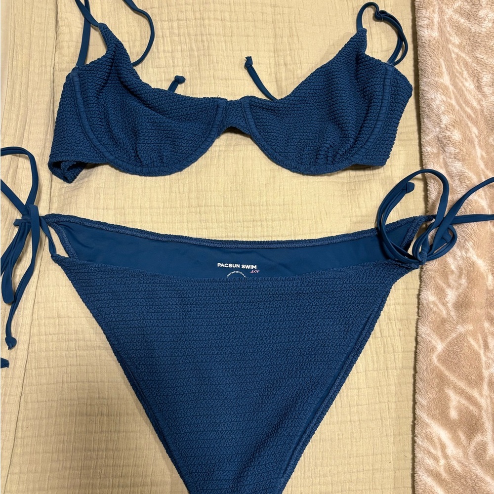 PacSun Textured Navy Bikini Set